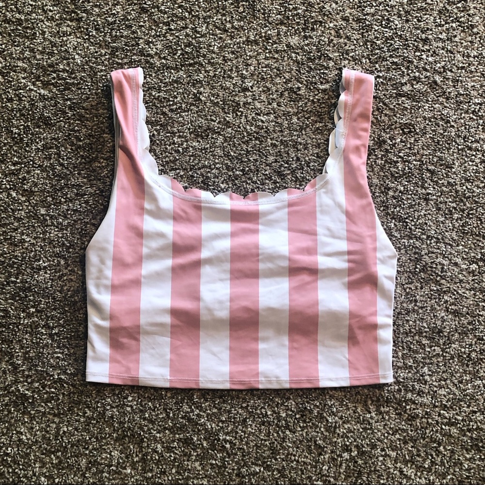 striped scalloped kortni jeane bikini top